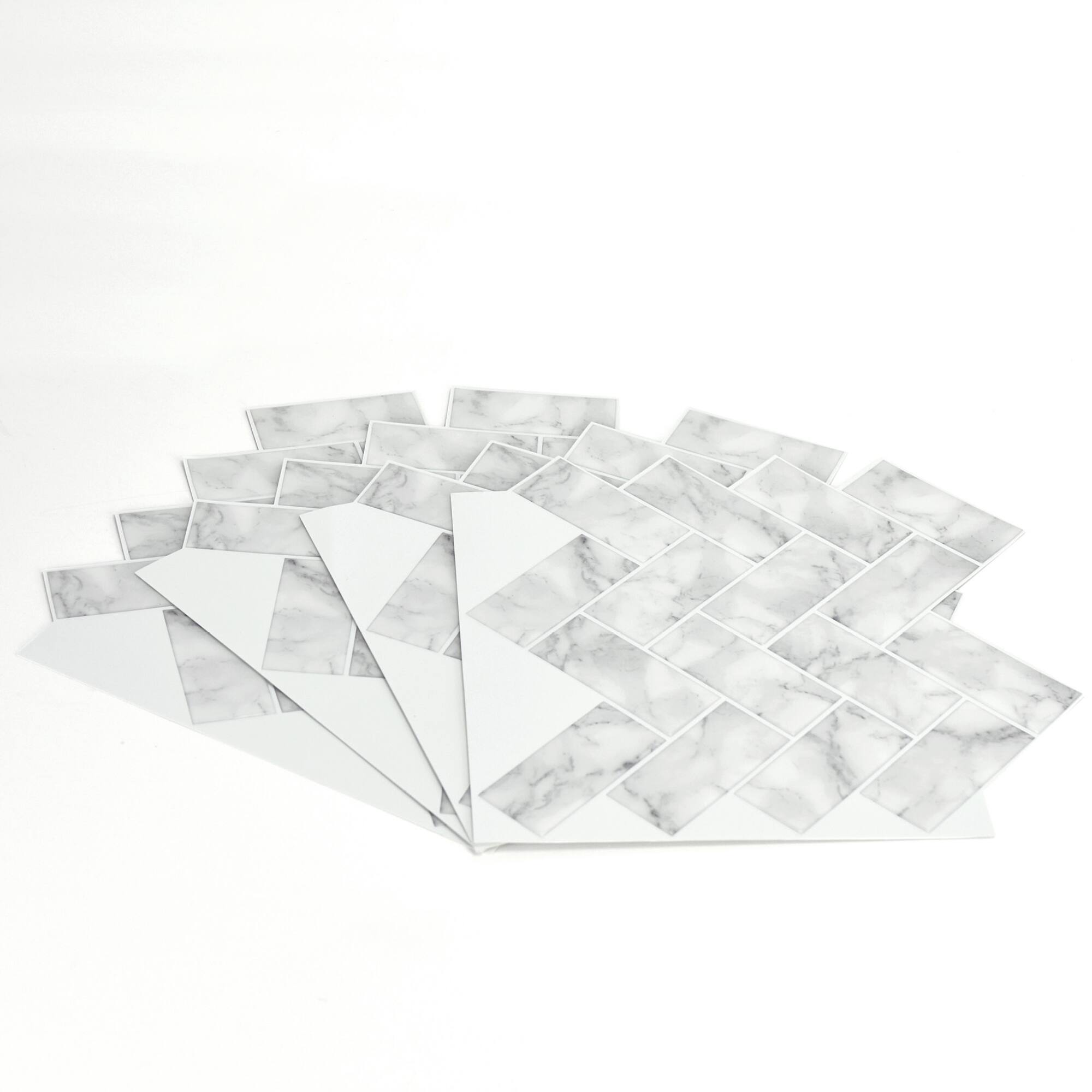 InHome Herringbone Carrara Peel & Stick Backsplash Tiles